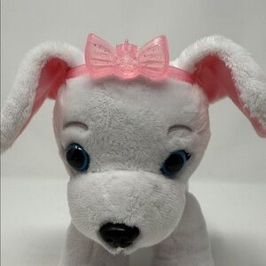 Disney Princess Plush White Dog Toy with Pink Bow 7” x 7 “